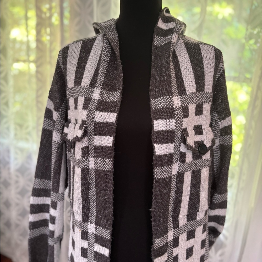 Long hooded cardigan